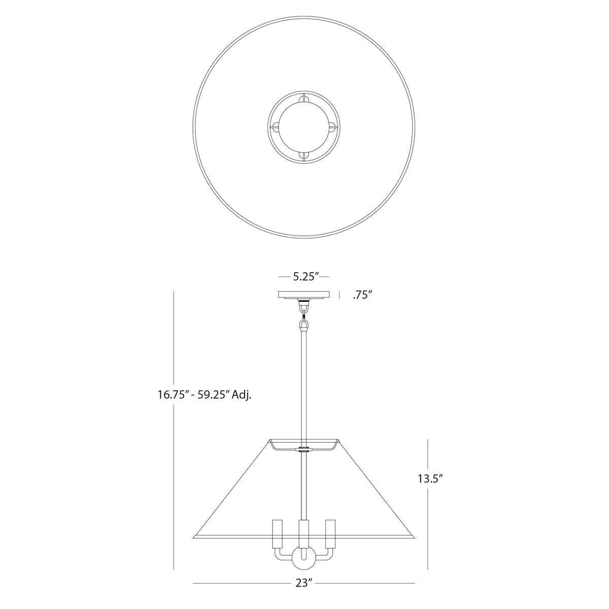 Judy Tapered 13" Shade Pendant dimensions