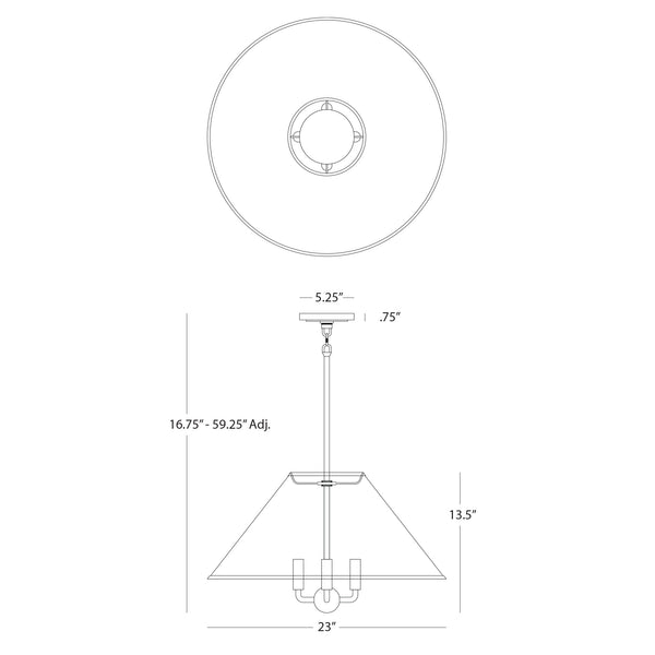 Judy Tapered 13" Shade Pendant dimensions
