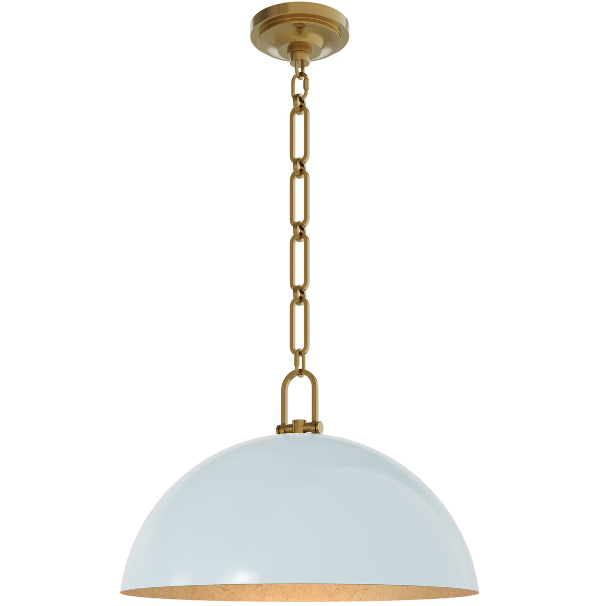 Anderson 18" Dome Pendant in Baby Blue with Lacquered Burnished Brass
