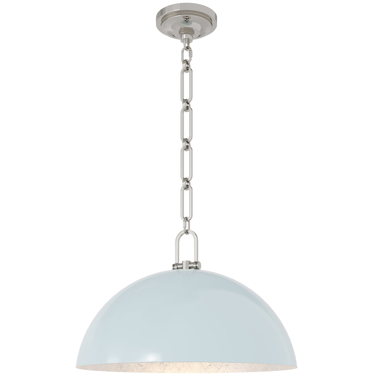 Anderson 18" Dome Pendant in Baby Blue with Polished Nickel