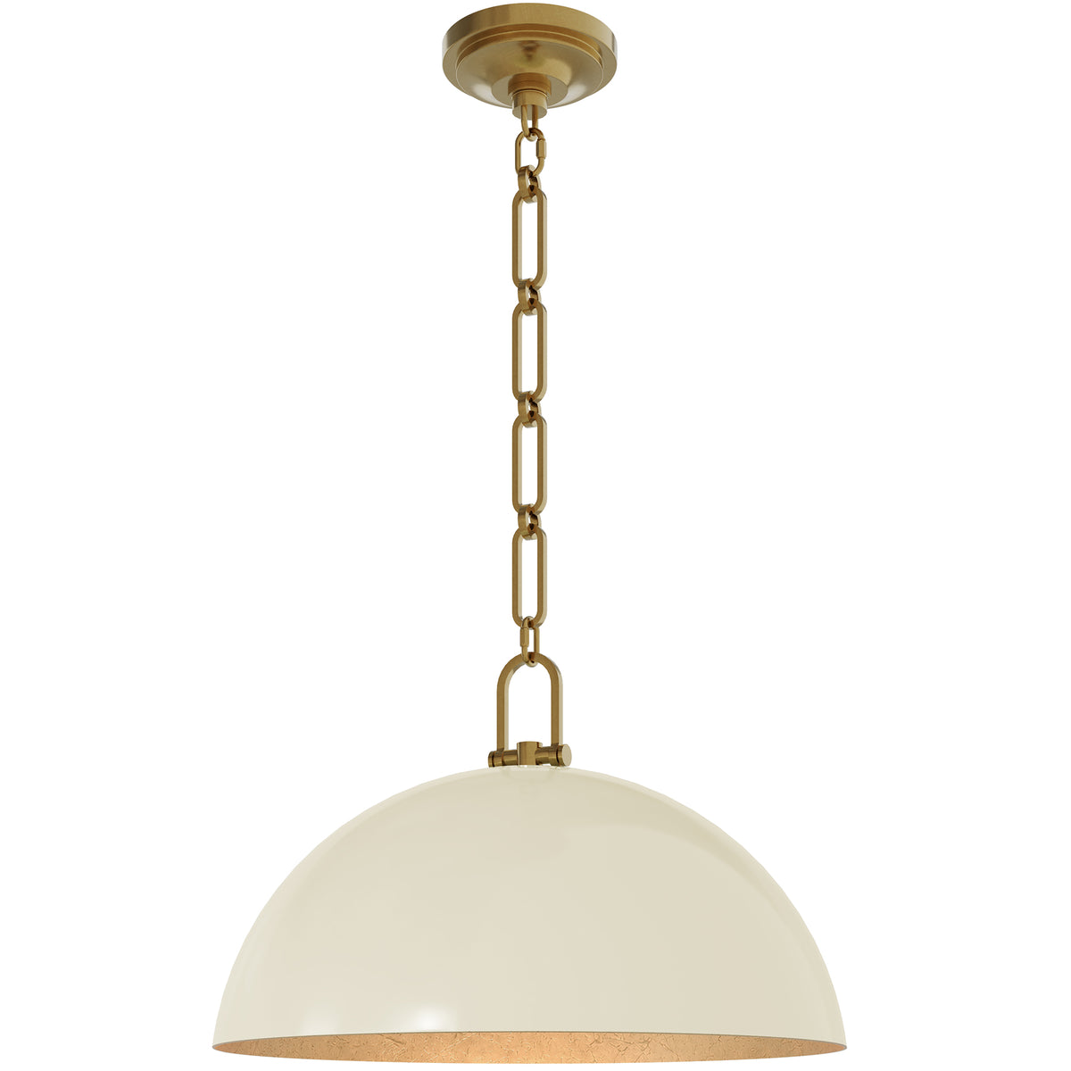 Anderson 18" Dome Pendant in Bone with Lacquered Burnished Brass