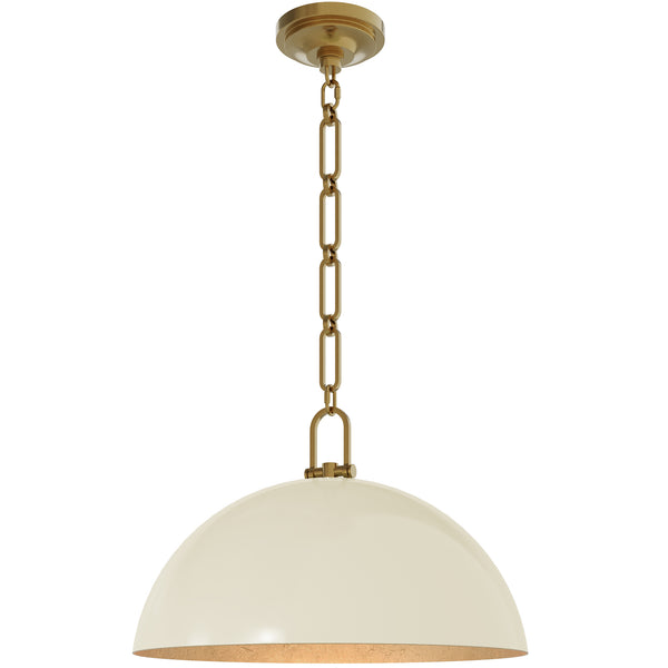 Anderson 18" Dome Pendant in Bone with Lacquered Burnished Brass