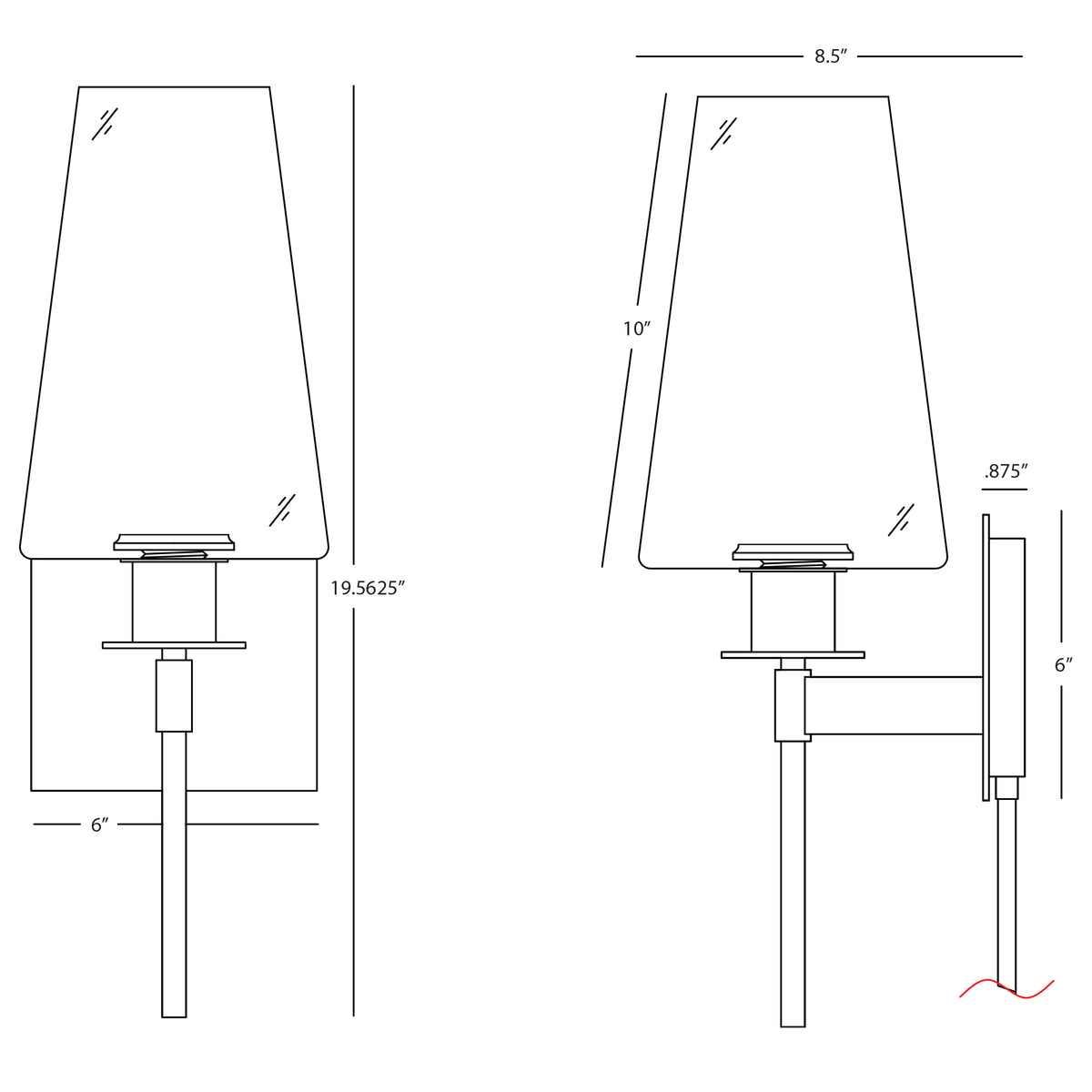 Boca Frosted Glass Wall Sconce dimensions