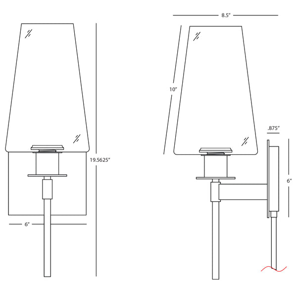 Boca Frosted Glass Wall Sconce dimensions