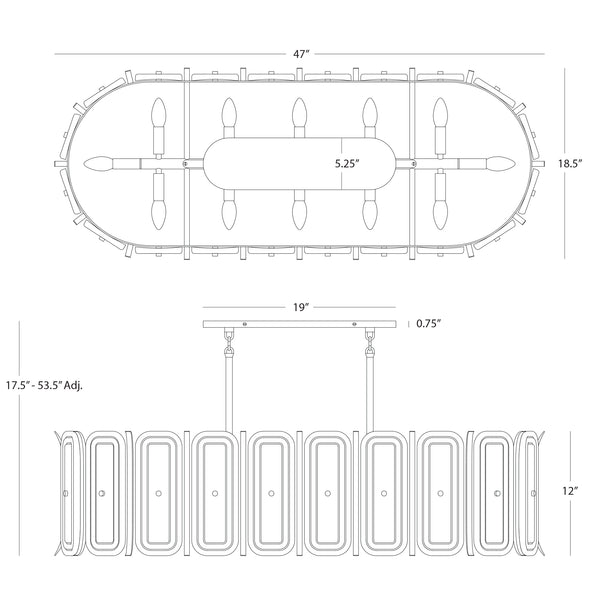 Gregory 47" Linear Chandelier dimensions
