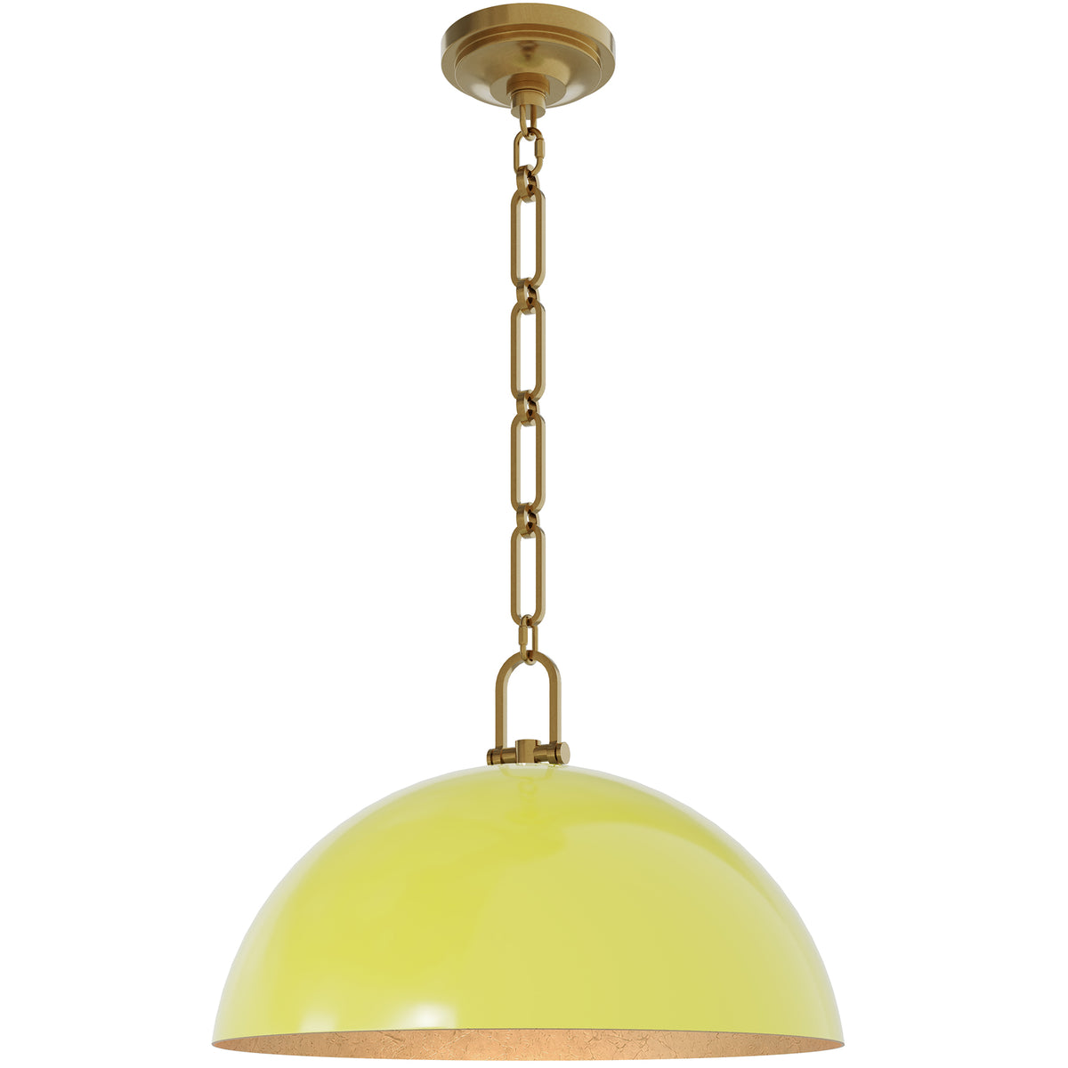Anderson 18" Dome Pendant in Citron with Lacquered Burnished Brass