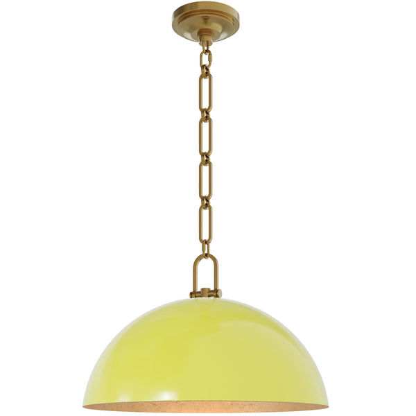 Anderson 18" Dome Pendant in Citron with Lacquered Burnished Brass
