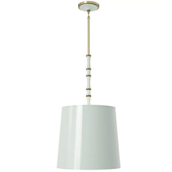 Celadon painted aluminum pendant light with modern brass accents, Celadon Painted Shade — Kane Grande by Robert Abbey