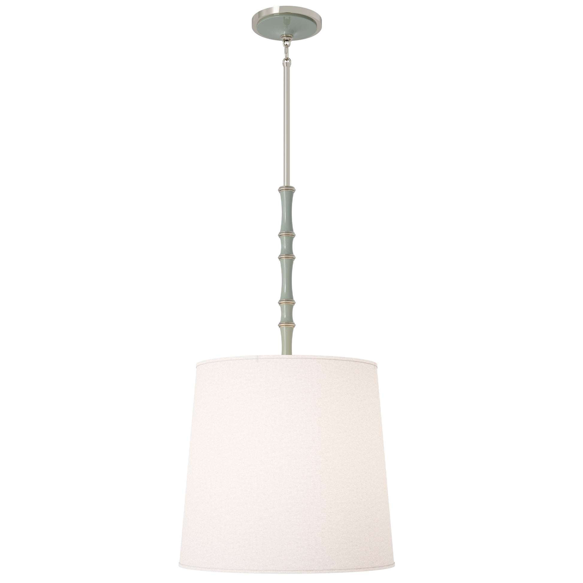 Celadon painted aluminum pendant light with polished nickel accents, Fondine — Kane Grande by Robert Abbey