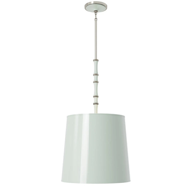 Celadon painted aluminum pendant light with polished nickel accents, Celadon Painted Shade — Kane Grande by Robert Abbey