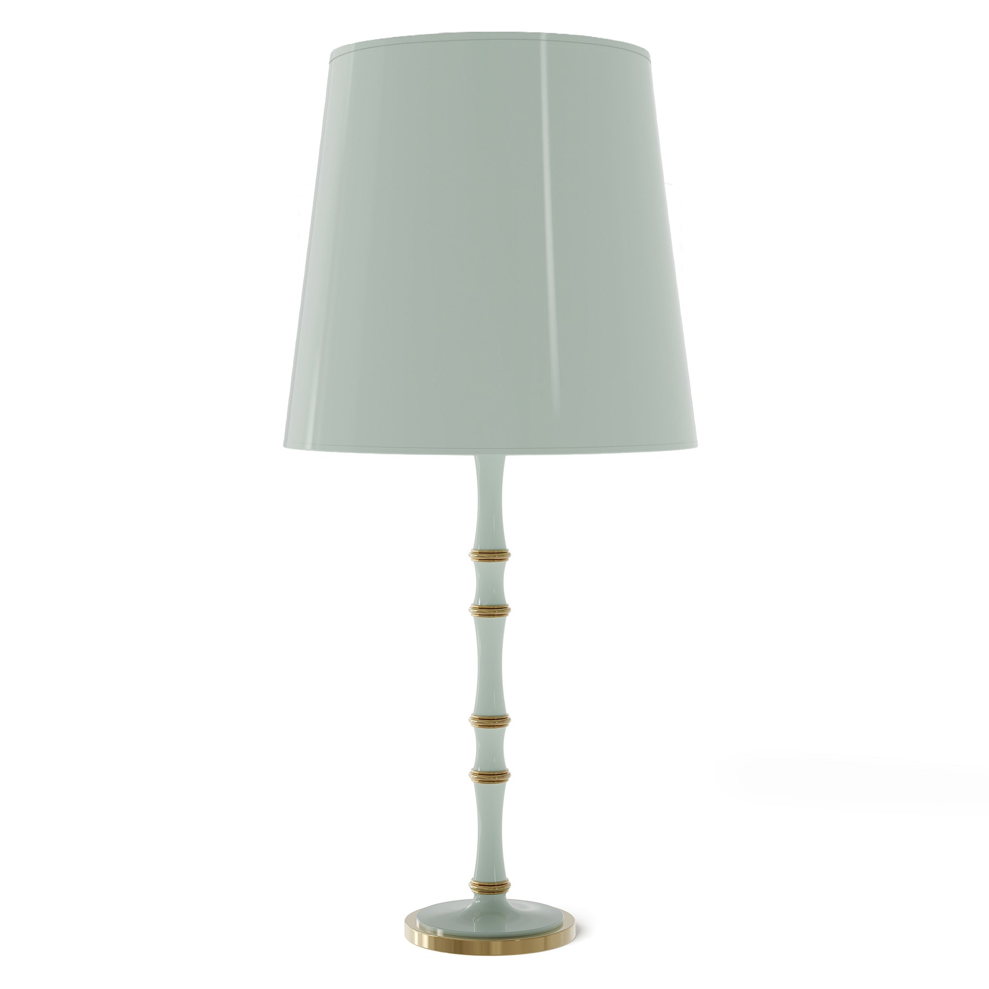 Celadon painted aluminum table lamp with modern brass accents, Celadon Painted Shade — Kane Grande by Robert Abbey