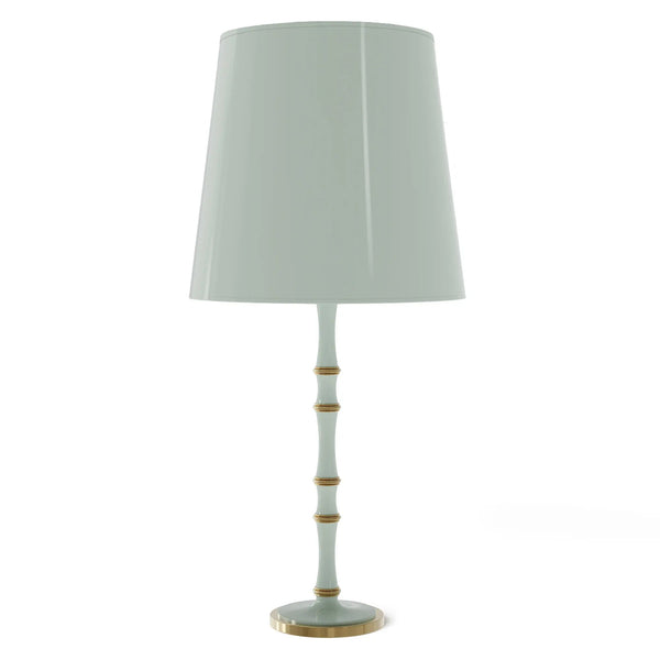 Celadon painted aluminum table lamp with modern brass accents, Celadon Painted Shade — Kane Grande by Robert Abbey