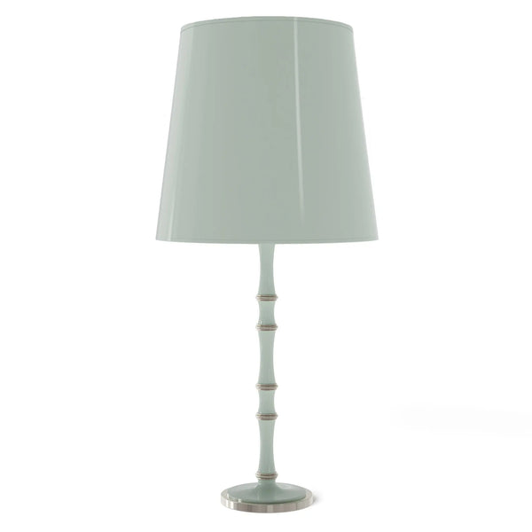 Celadon painted aluminum table lamp with polished nickel accents, Celadon Painted Shade — Kane Grande by Robert Abbey