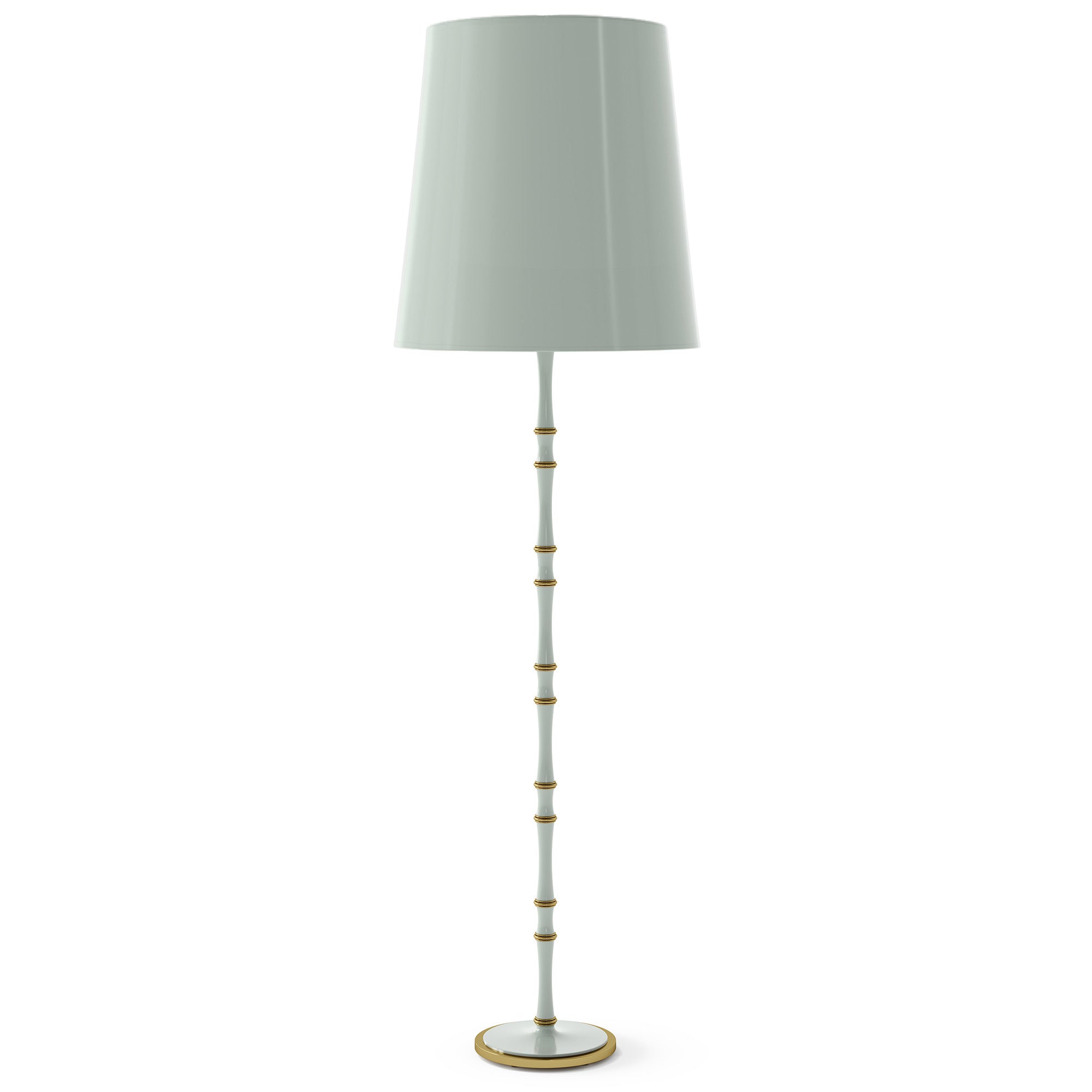 Celadon painted aluminum floor lamp with modern brass accents, Celadon Painted Shade — Kane Grande by Robert Abbey