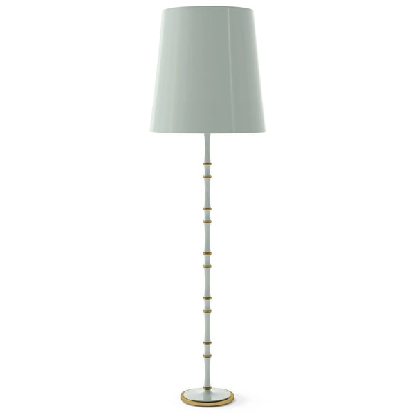 Celadon painted aluminum floor lamp with modern brass accents, Celadon Painted Shade — Kane Grande by Robert Abbey