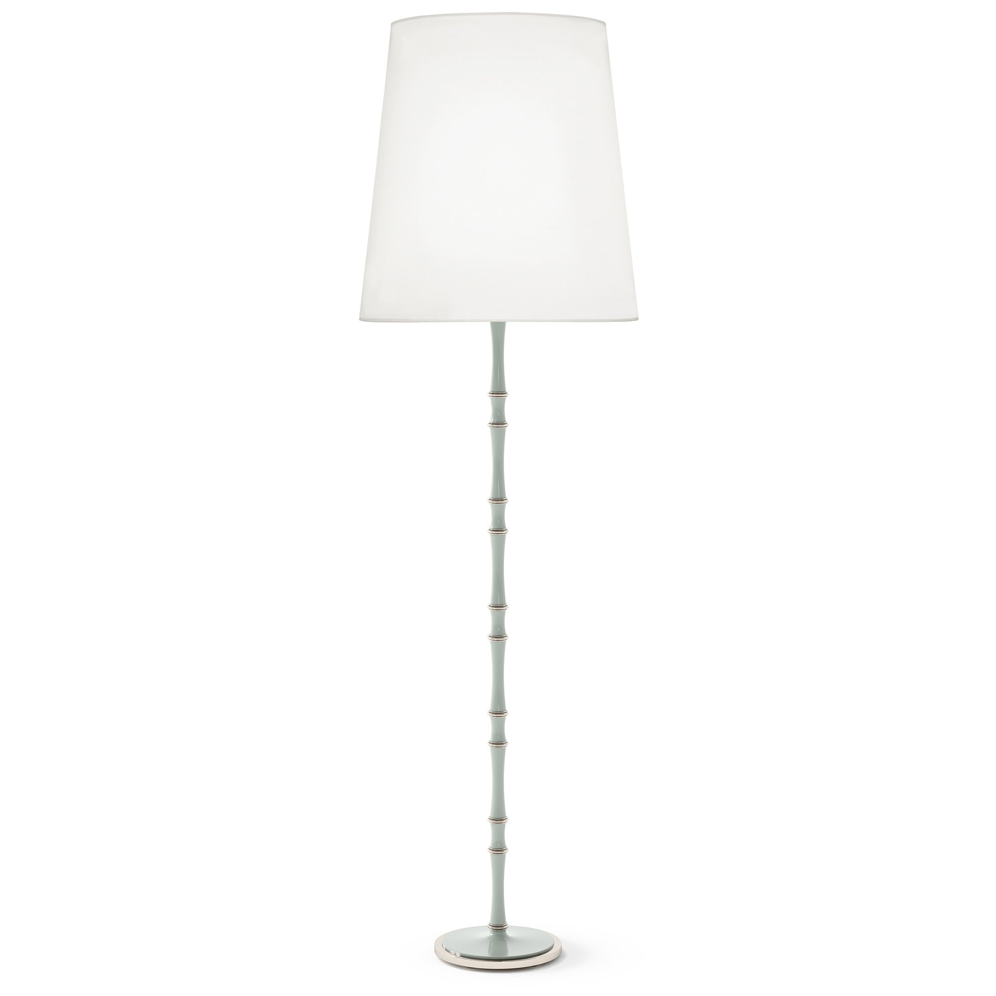 Celadon painted aluminum floor lamp with polished nickel accents, Ascot White — Kane Grande by Robert Abbey
