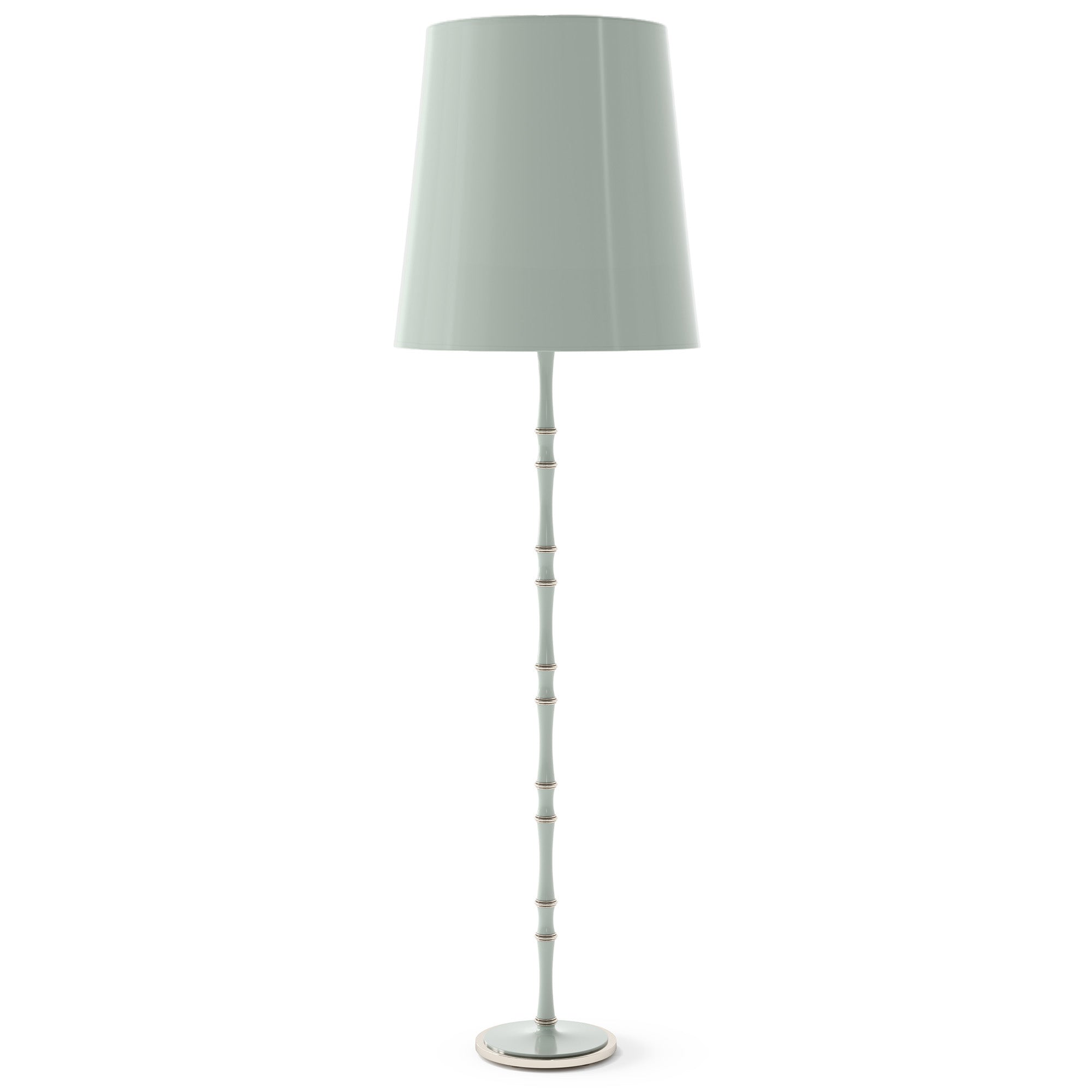 Celadon painted aluminum floor lamp with polished nickel accents, Celadon Painted Shade — Kane Grande by Robert Abbey