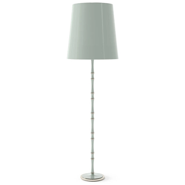 Celadon painted aluminum floor lamp with polished nickel accents, Celadon Painted Shade — Kane Grande by Robert Abbey