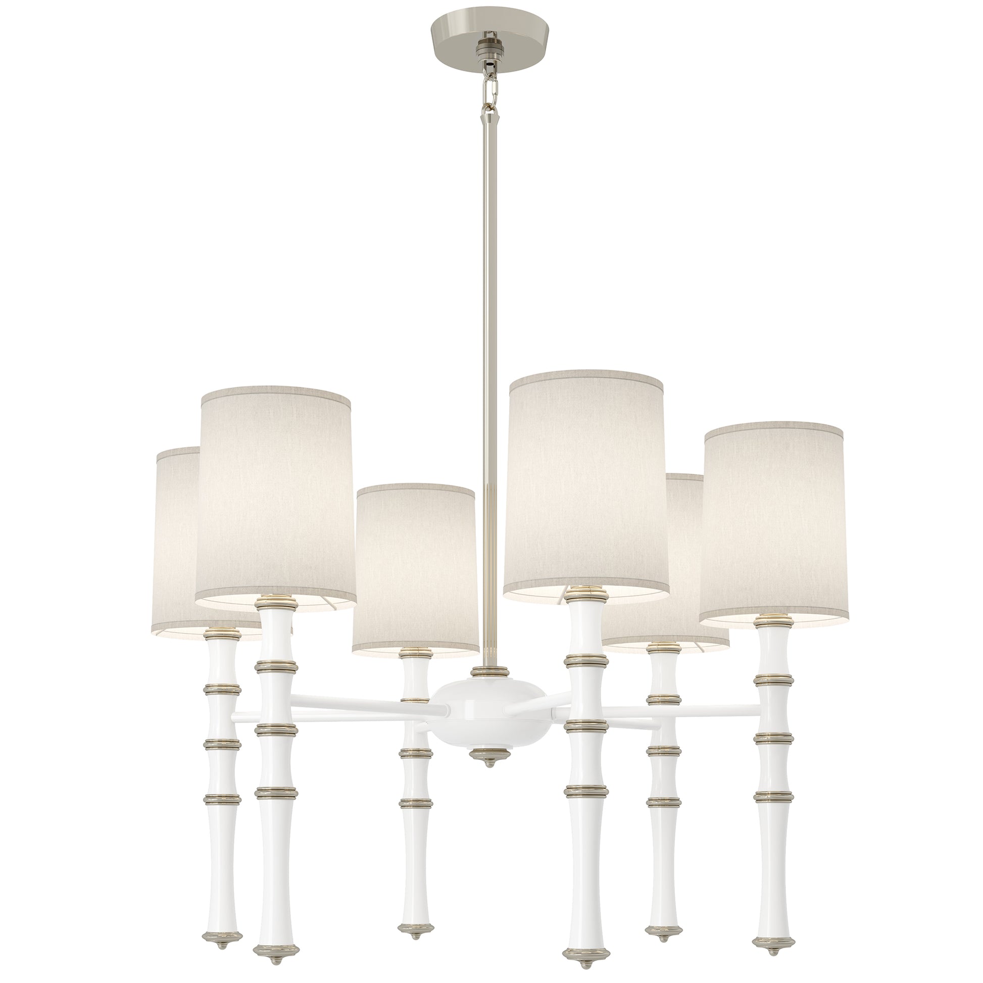 Daisy painted aluminum chandelier with polished nickel accents, Ascot White — Kane by Robert Abbey