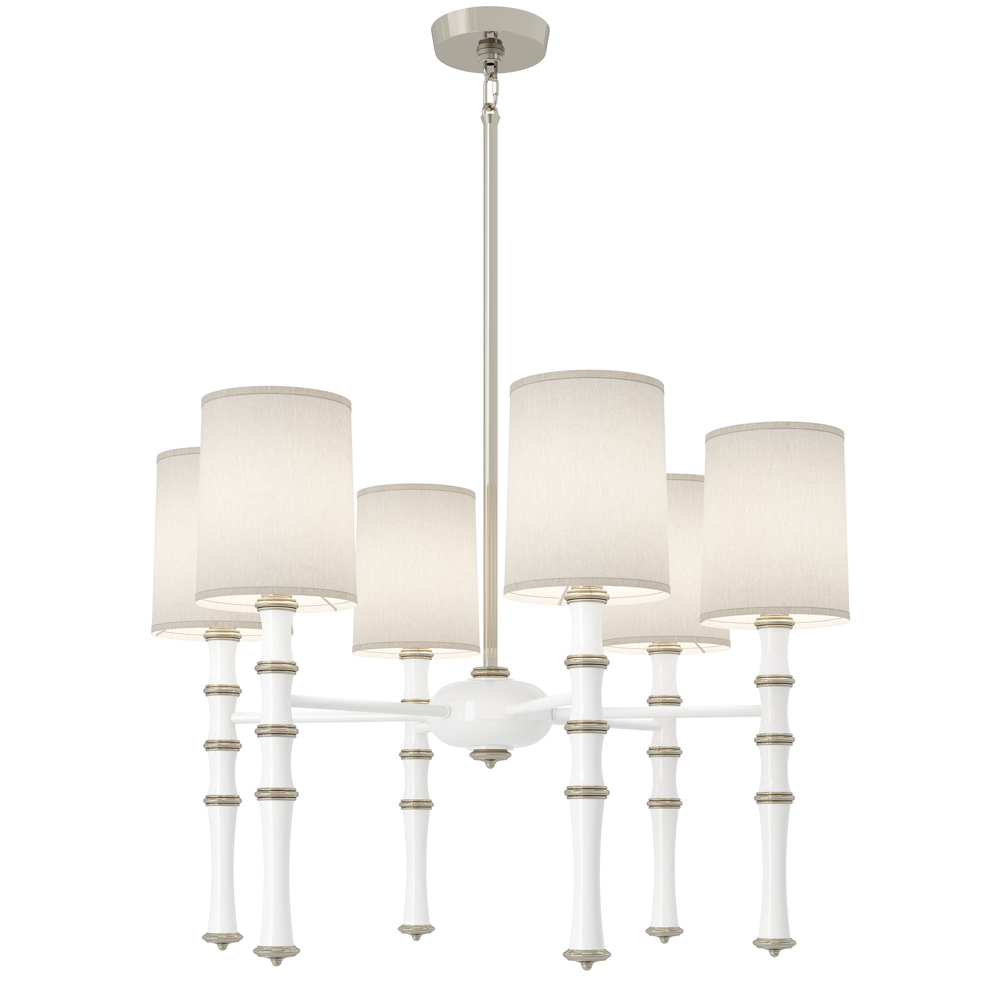 Daisy painted aluminum chandelier with polished nickel accents, Ascot White — Kane by Robert Abbey