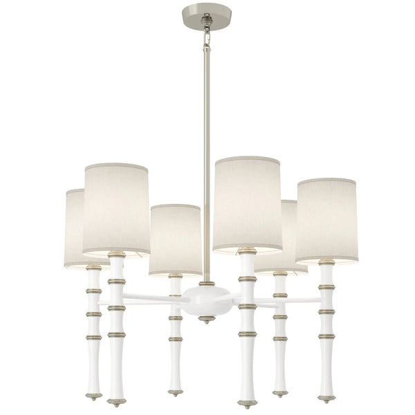 Daisy painted aluminum chandelier with polished nickel accents, Ascot White — Kane by Robert Abbey