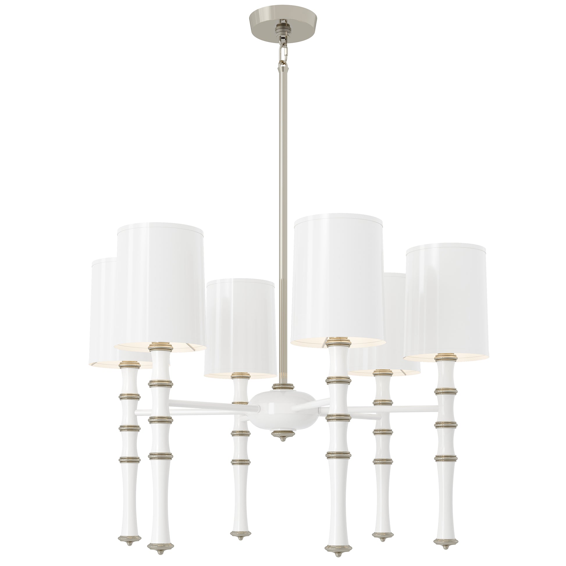 Daisy painted aluminum chandelier with polished nickel accents, Daisy Painted Shade — Kane by Robert Abbey