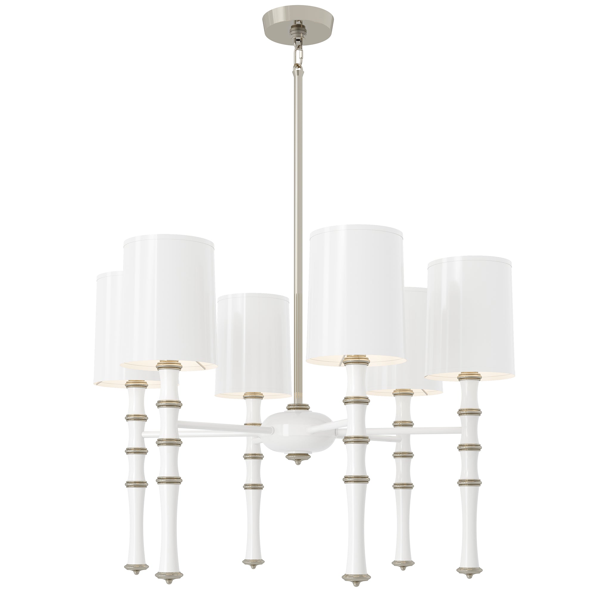 Daisy painted aluminum chandelier with polished nickel accents, Daisy Painted Shade — Kane by Robert Abbey