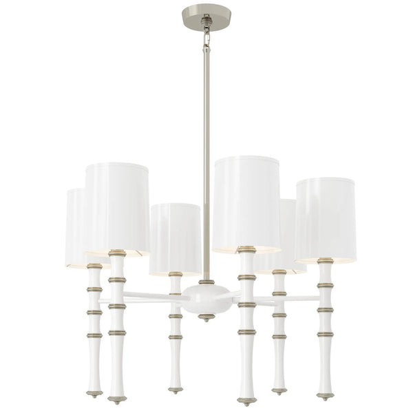 Daisy painted aluminum chandelier with polished nickel accents, Daisy Painted Shade — Kane by Robert Abbey