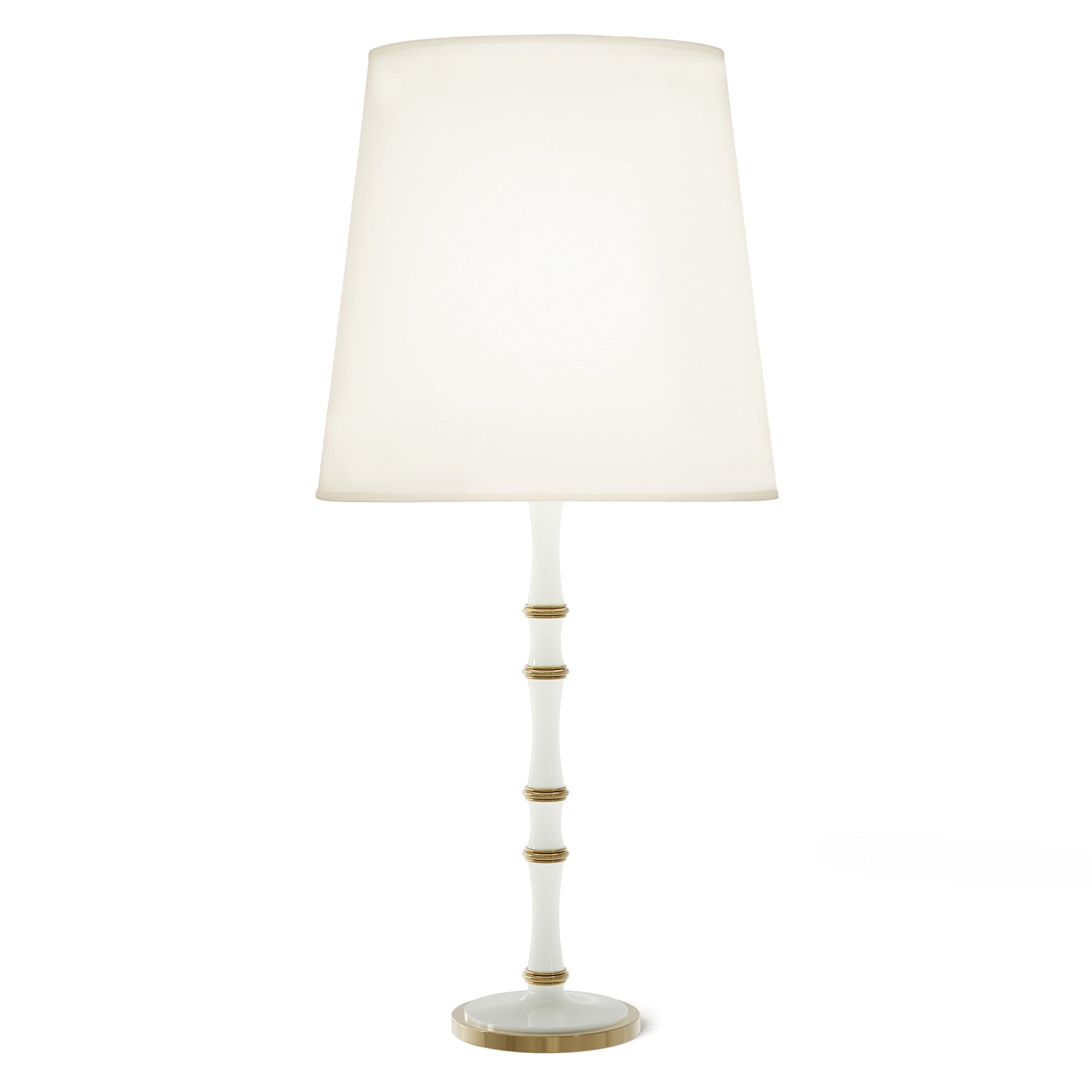 Daisy painted aluminum table lamp with modern brass accents, Fondine — Kane Grande by Robert Abbey
