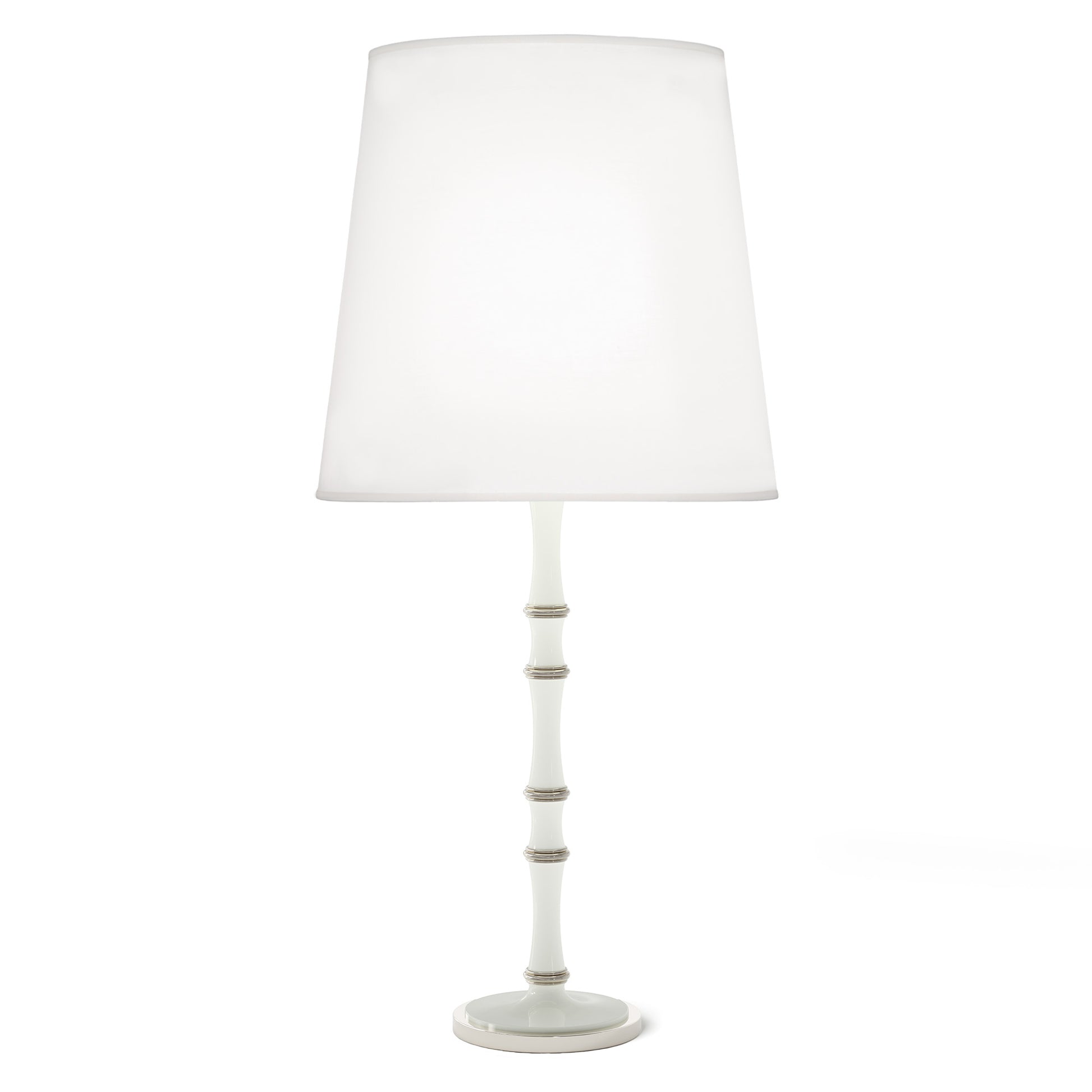 Daisy painted aluminum table lamp with polished nickel accents, Ascot White — Kane Grande by Robert Abbey