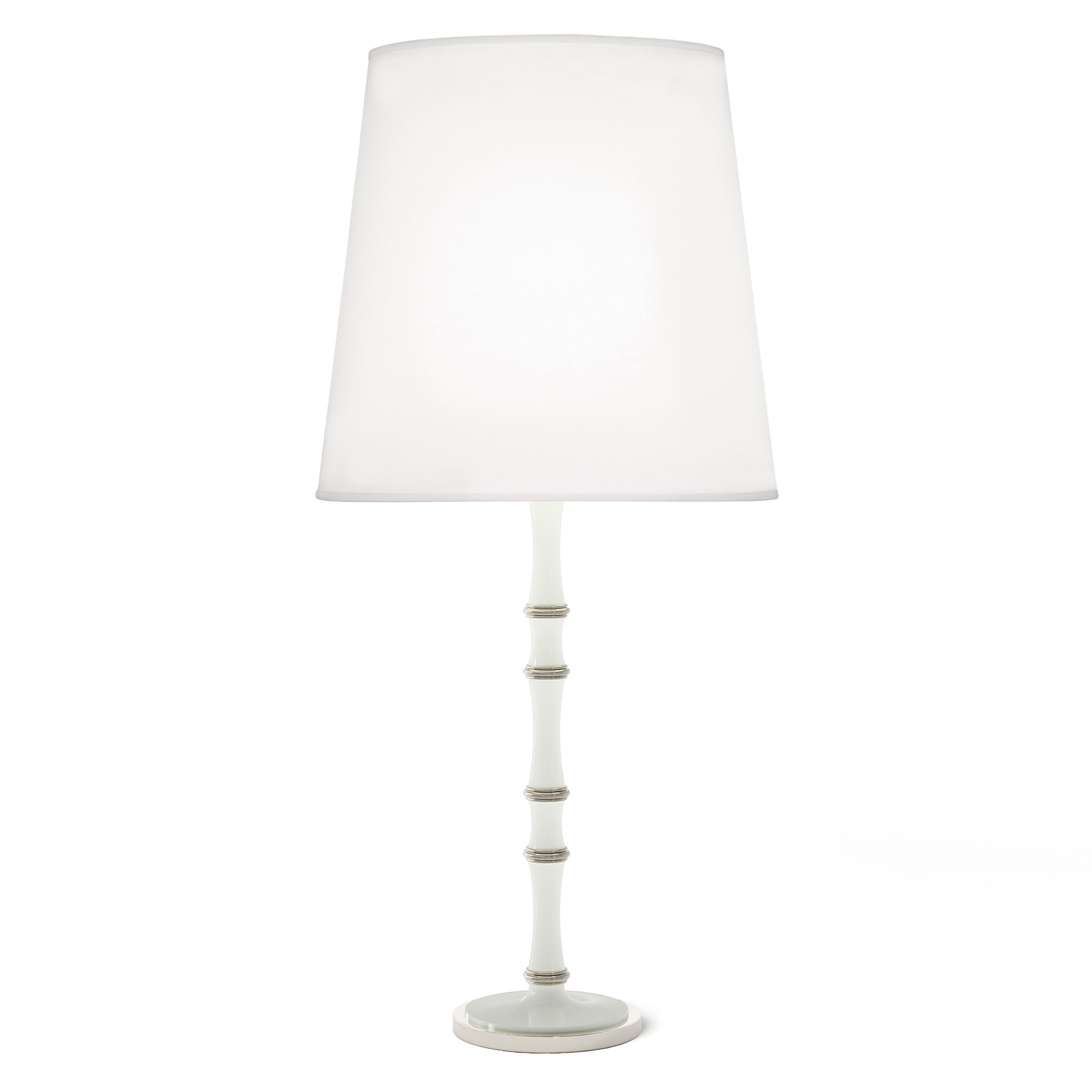 Daisy painted aluminum table lamp with polished nickel accents, Ascot White — Kane Grande by Robert Abbey