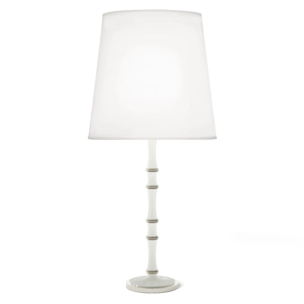 Daisy painted aluminum table lamp with polished nickel accents, Ascot White — Kane Grande by Robert Abbey