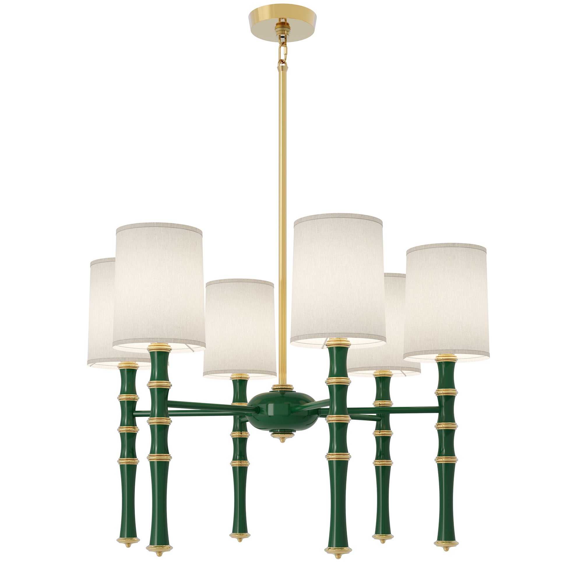 Jungle painted aluminum chandelier with modern brass accents, Fondine — Kane by Robert Abbey