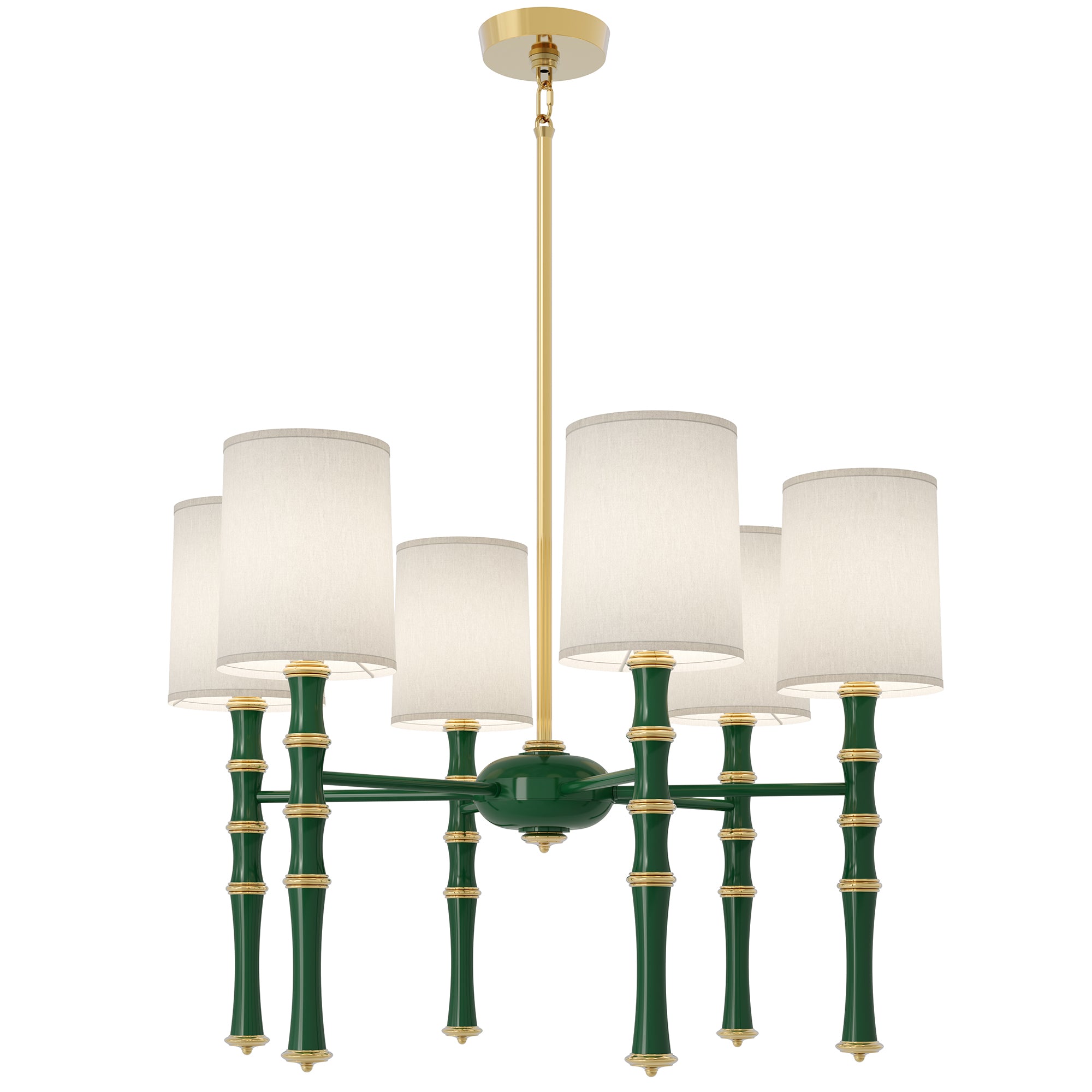 Jungle painted aluminum chandelier with modern brass accents, Fondine — Kane by Robert Abbey