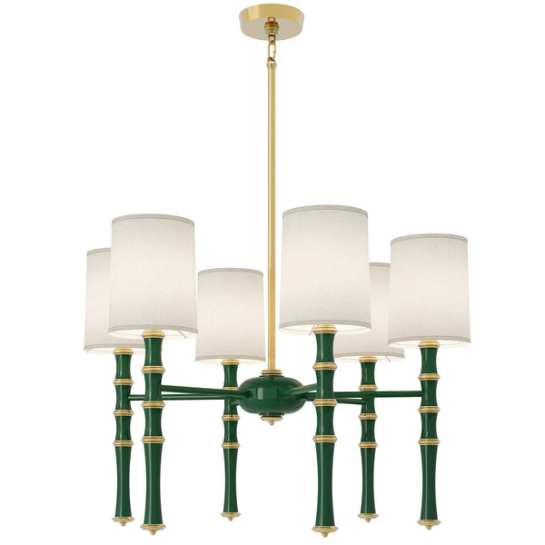 Jungle painted aluminum chandelier with modern brass accents, Fondine — Kane by Robert Abbey