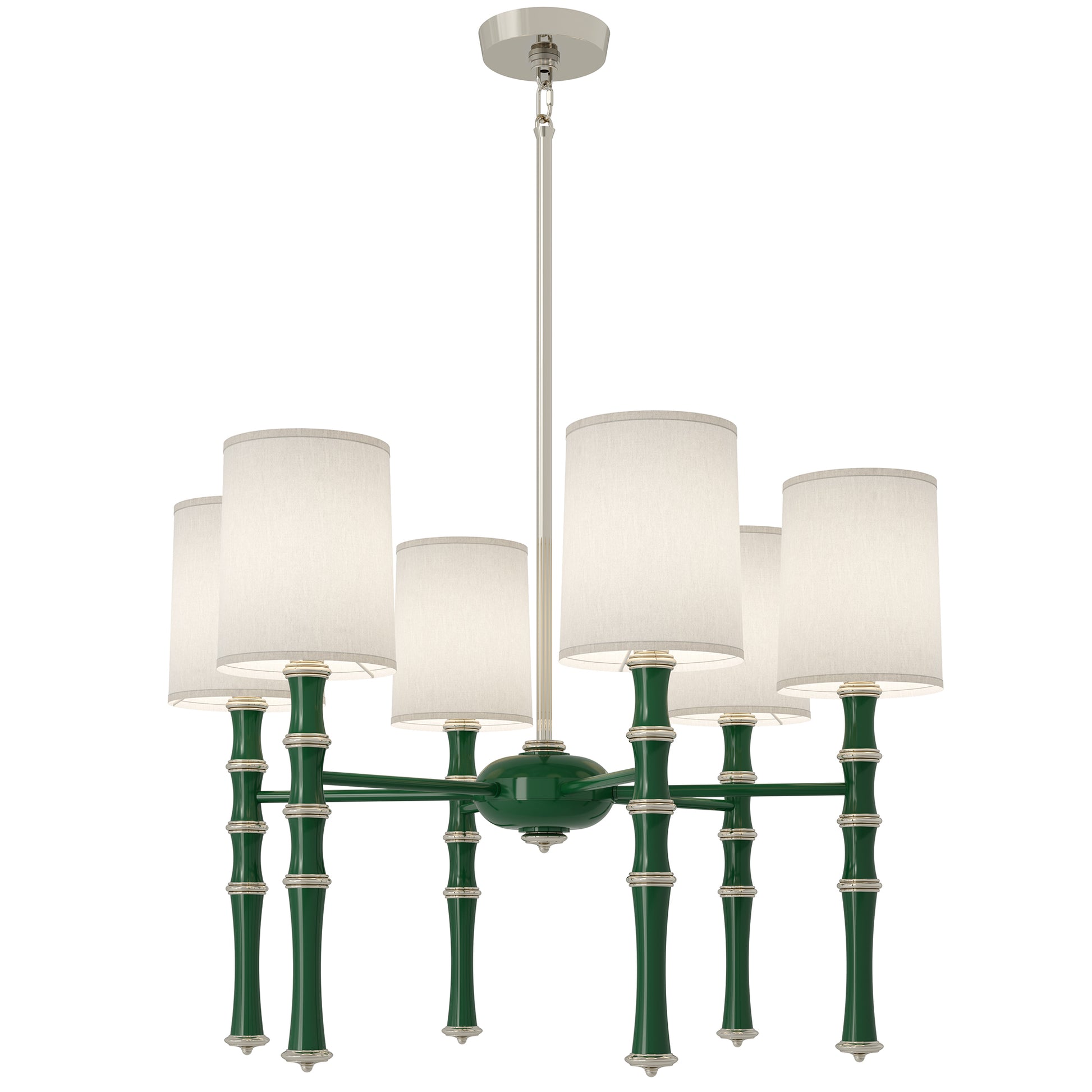 Jungle painted aluminum chandelier with polished nickel accents, Ascot White — Kane by Robert Abbey