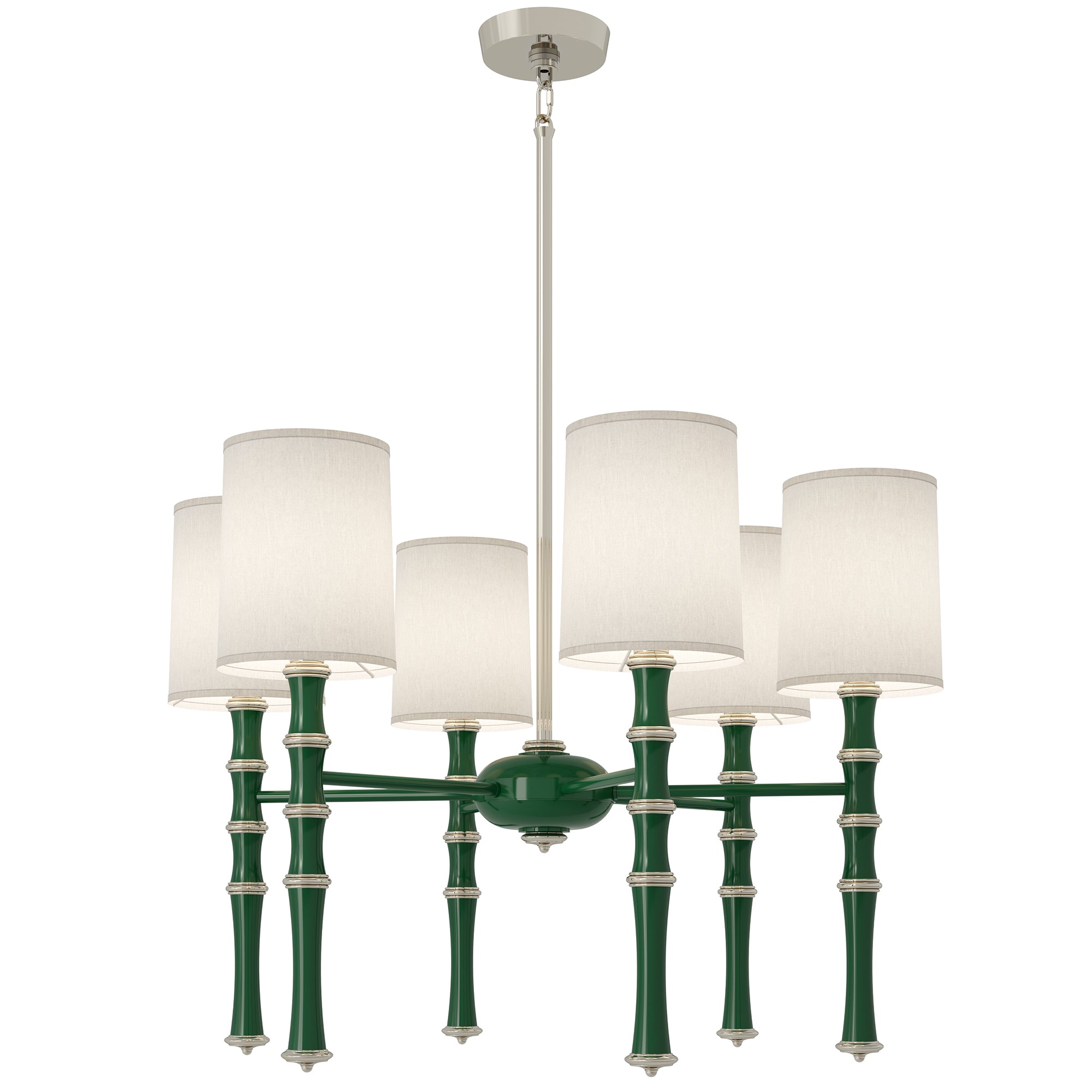 Jungle painted aluminum chandelier with polished nickel accents, Ascot White — Kane by Robert Abbey