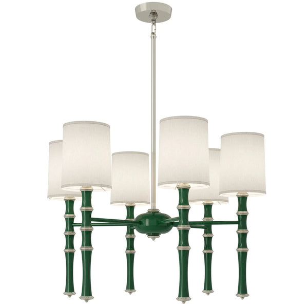 Jungle painted aluminum chandelier with polished nickel accents, Ascot White — Kane by Robert Abbey
