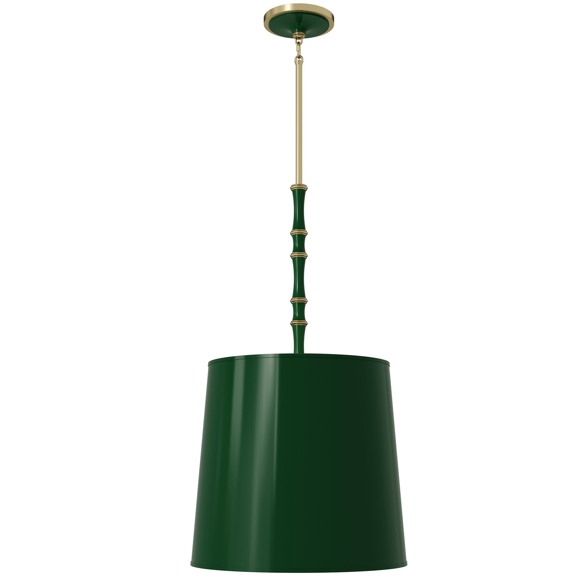 Jungle painted aluminum pendant light with modern brass accents, Jungle Painted Shade — Kane Grande by Robert Abbey