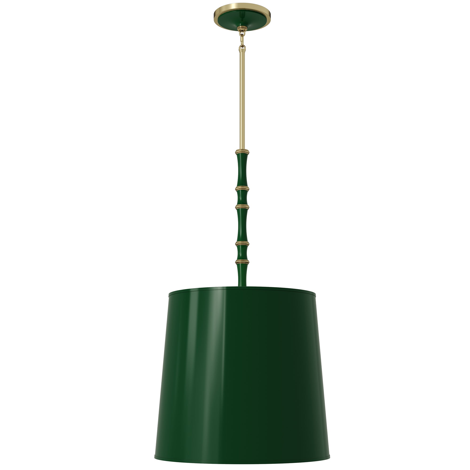 Jungle painted aluminum pendant light with modern brass accents, Jungle Painted Shade — Kane Grande by Robert Abbey