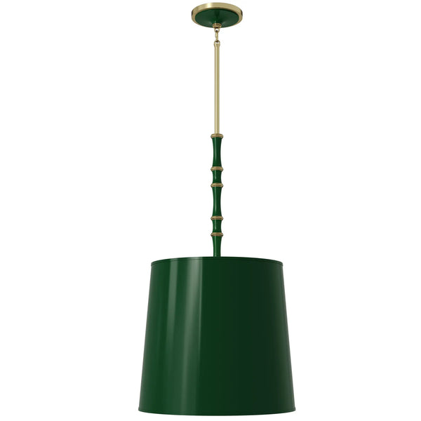 Jungle painted aluminum pendant light with modern brass accents, Jungle Painted Shade — Kane Grande by Robert Abbey