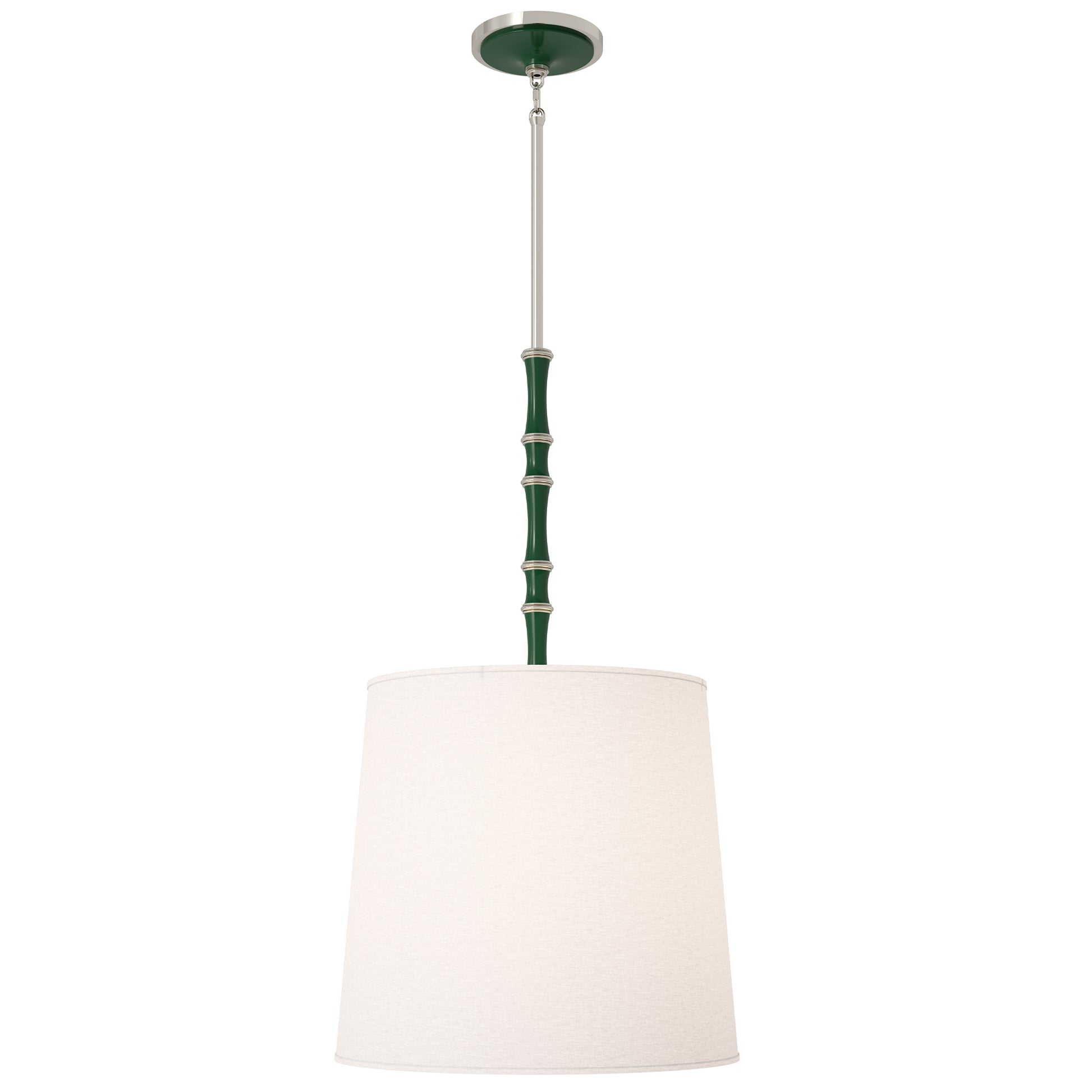 Jungle painted aluminum pendant light with polished nickel accents, Fondine — Kane Grande by Robert Abbey