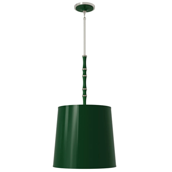 Jungle painted aluminum pendant light with polished nickel accents, Jungle Painted Shade — Kane Grande by Robert Abbey