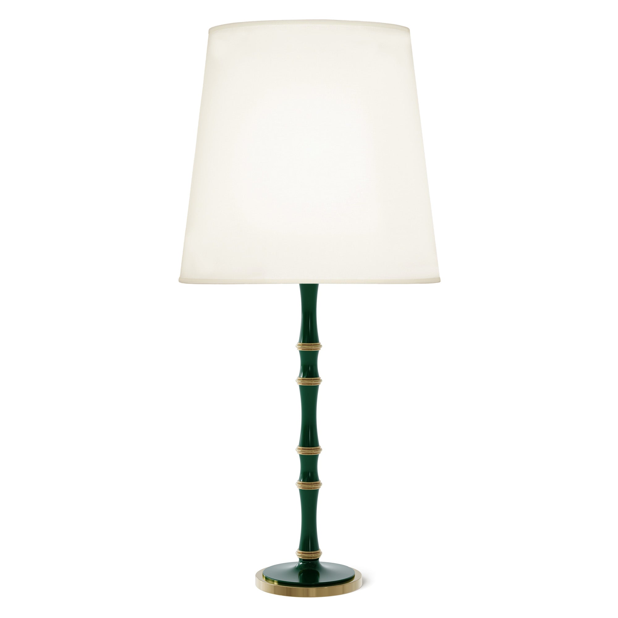 Jungle painted aluminum table lamp with modern brass accents, Fondine — Kane Grande by Robert Abbey