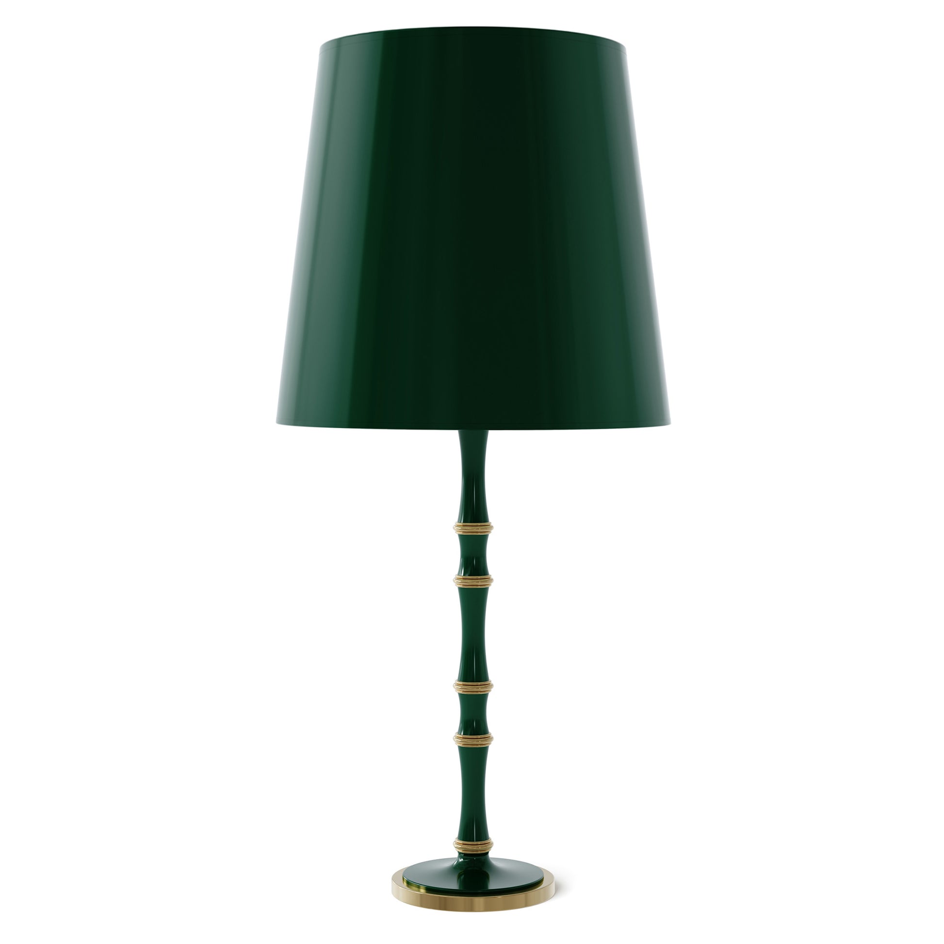 Jungle painted aluminum table lamp with modern brass accents, Jungle Painted Shade — Kane Grande by Robert Abbey