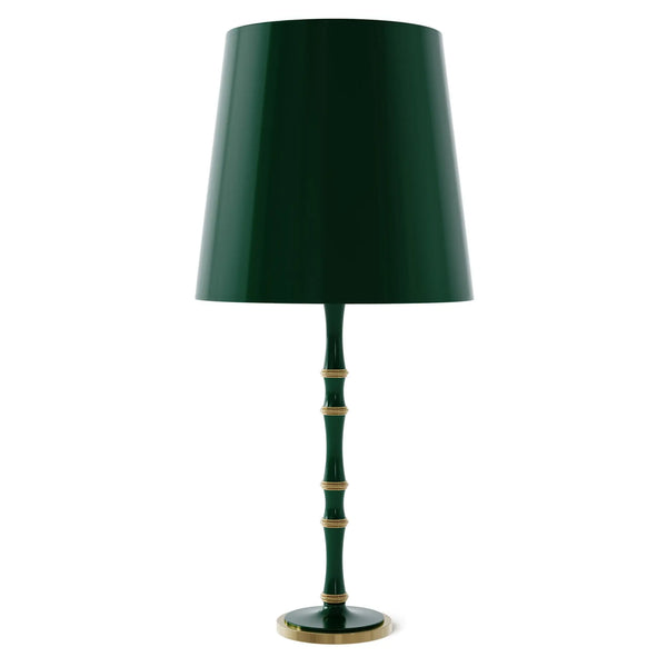 Jungle painted aluminum table lamp with modern brass accents, Jungle Painted Shade — Kane Grande by Robert Abbey