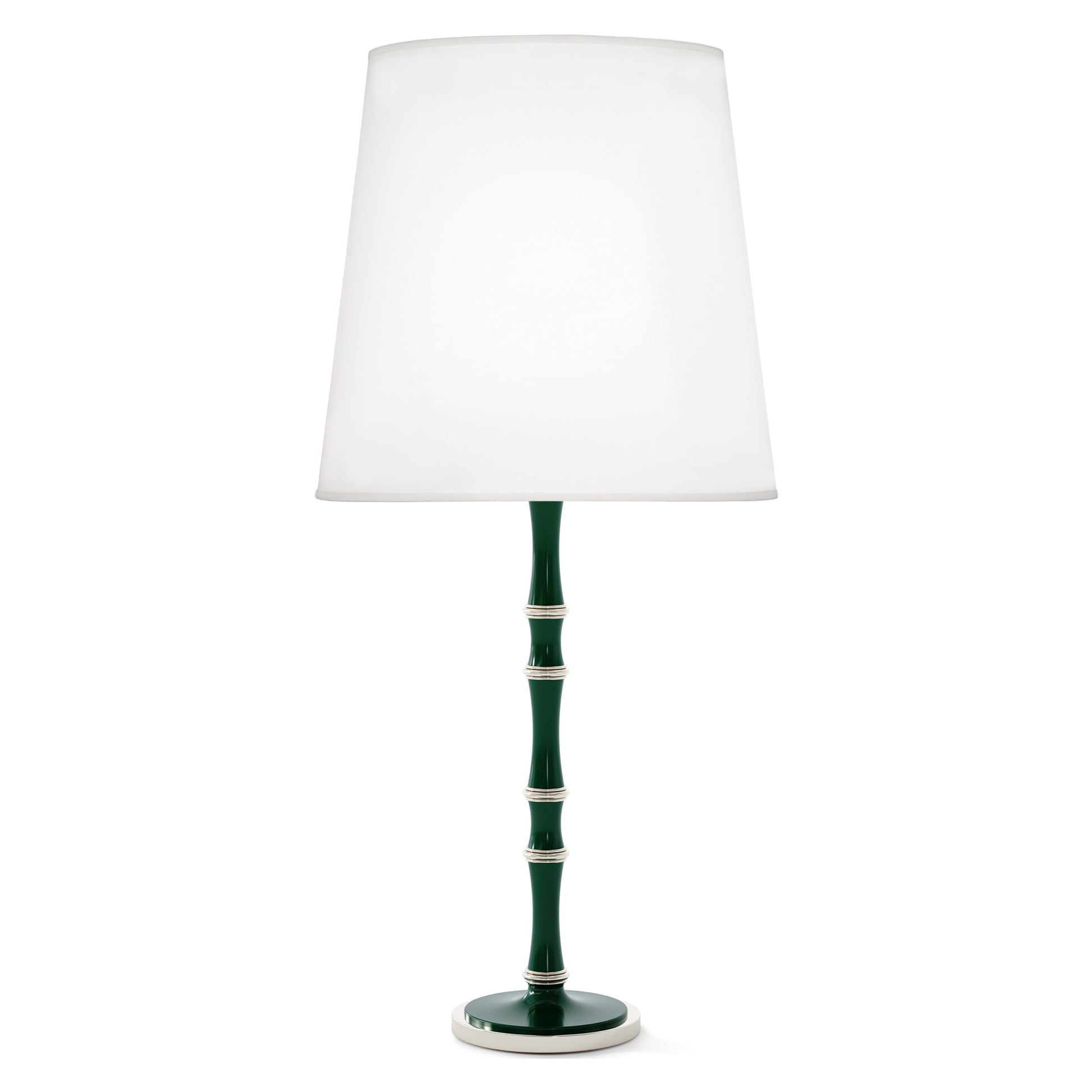 Jungle painted aluminum table lamp with polished nickel accents, Ascot White — Kane Grande by Robert Abbey