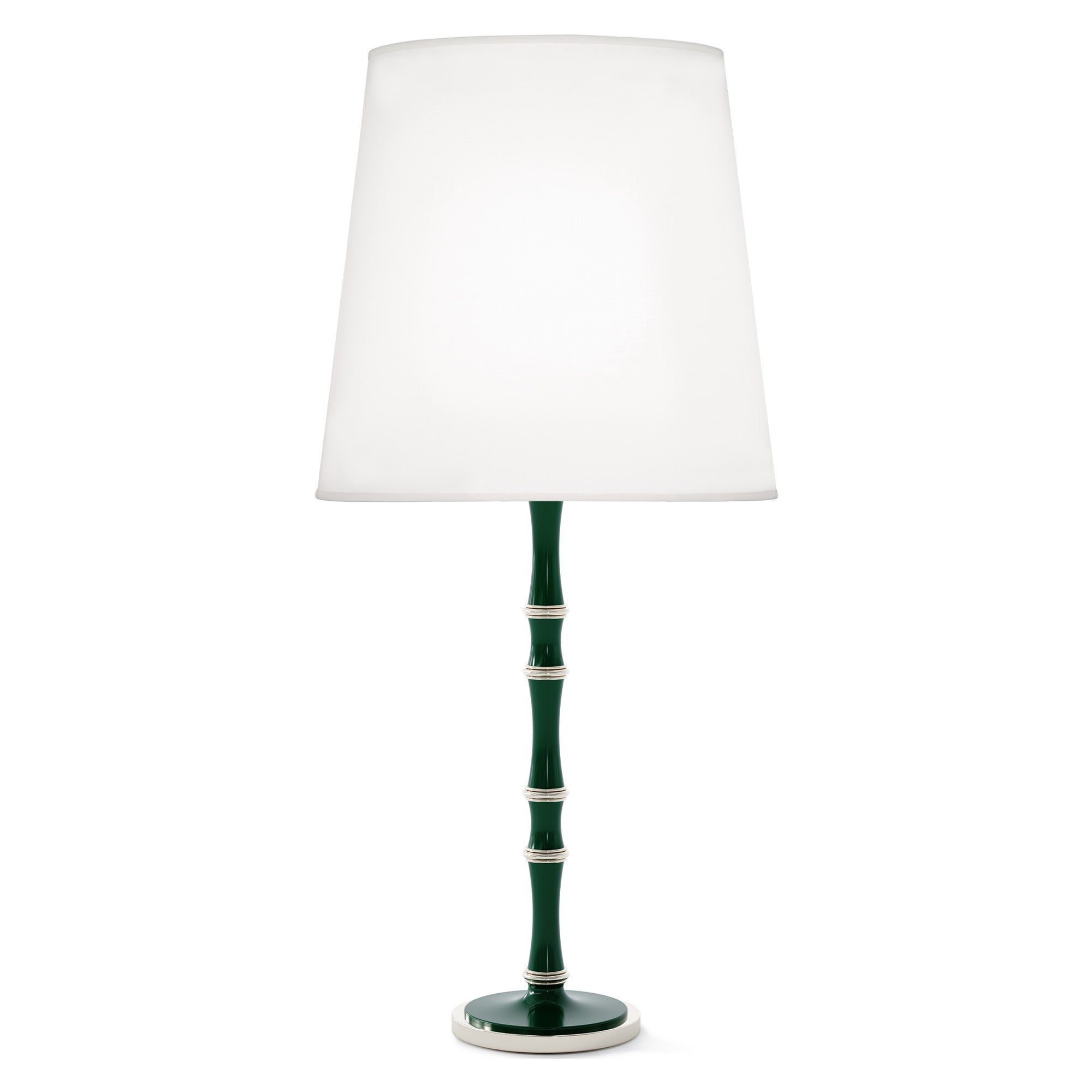 Jungle painted aluminum table lamp with polished nickel accents, Ascot White — Kane Grande by Robert Abbey