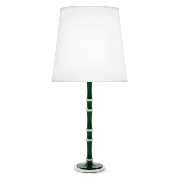 Jungle painted aluminum table lamp with polished nickel accents, Ascot White — Kane Grande by Robert Abbey
