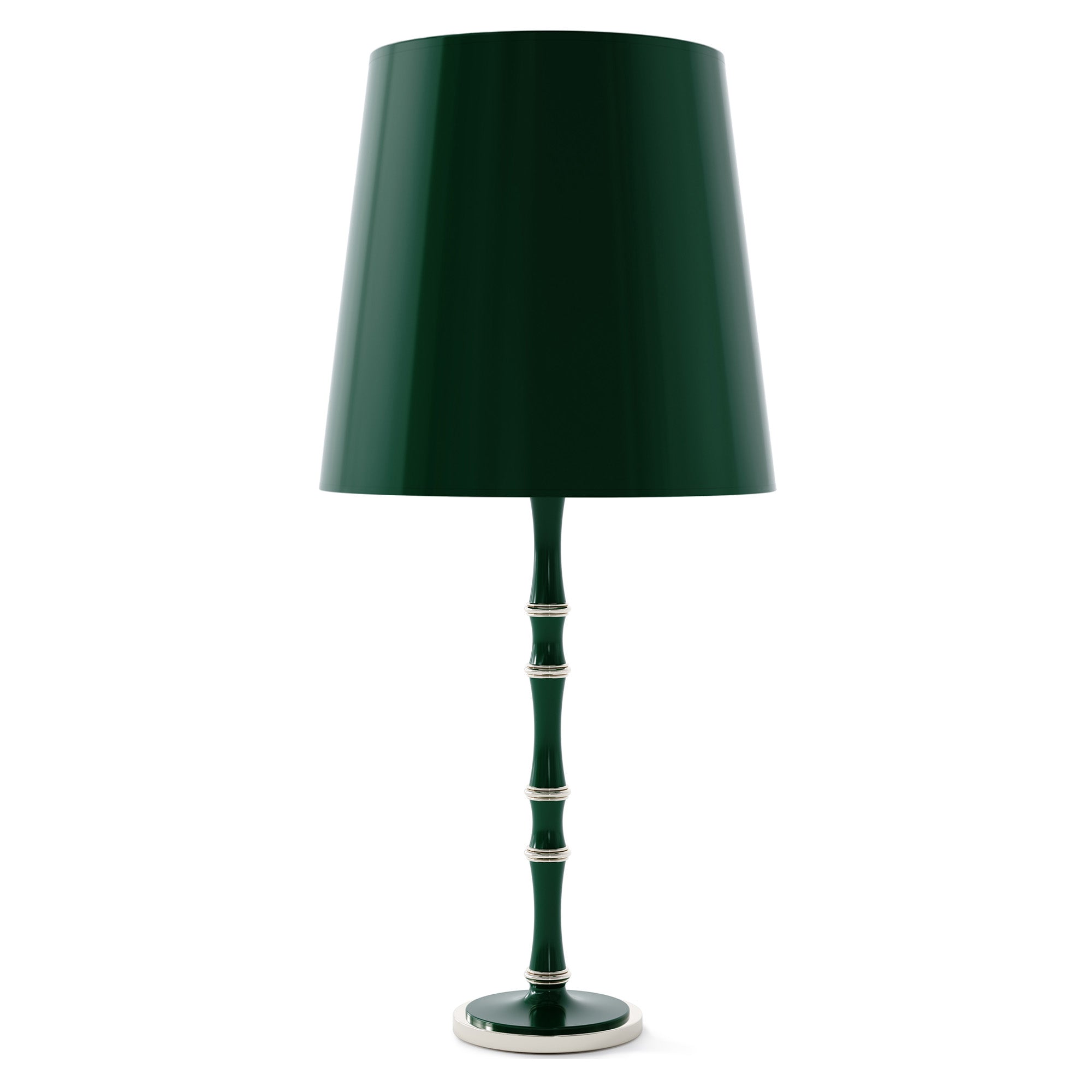 Jungle painted aluminum table lamp with polished nickel accents, Jungle Painted Shade — Kane Grande by Robert Abbey